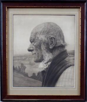 Gustav Jahn - Profil staršího muže v krajině Gustav Jahn - Profil staršího muže v krajině