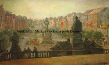 Gabriel Karel : Praha-Václavské náměstí, dat.1950 Gabriel Karel : Praha-Václavské náměstí, dat.1950