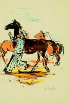 Muž vedoucí koně Muž vedoucí koně