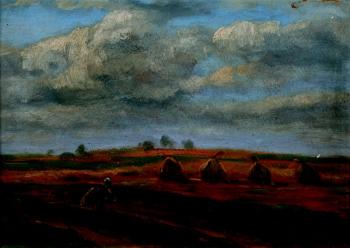 Žena na poli se snopy Žena na poli se snopy