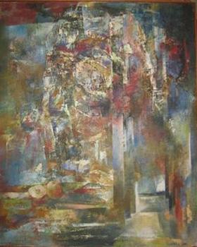 Janůjová Jarmila : Okno s průčelím , dat. 1980 Janůjová Jarmila : Okno s průčelím , dat. 1980