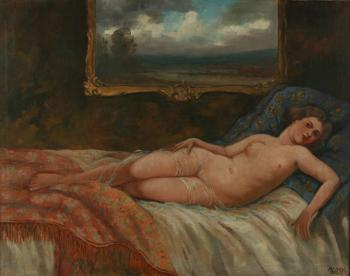 Medek, Jan: Nahá dívka ležící na posteli Medek, Jan: Nahá dívka ležící na posteli