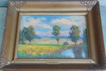 Obraz Ota Bubeníček - krajina s rybníkem  Obraz Ota Bubeníček - krajina s rybníkem