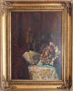 Zátiší s kyticí a vějířem - S.Jureček Zátiší s kyticí a vějířem - S.Jureček