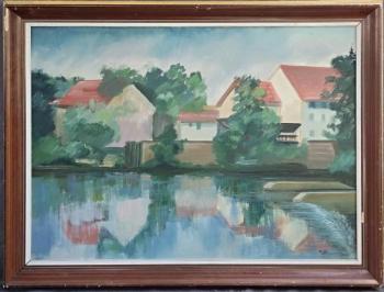 Dušek : Usedlost u řeky, dat. 1977 Dušek : Usedlost u řeky, dat. 1977